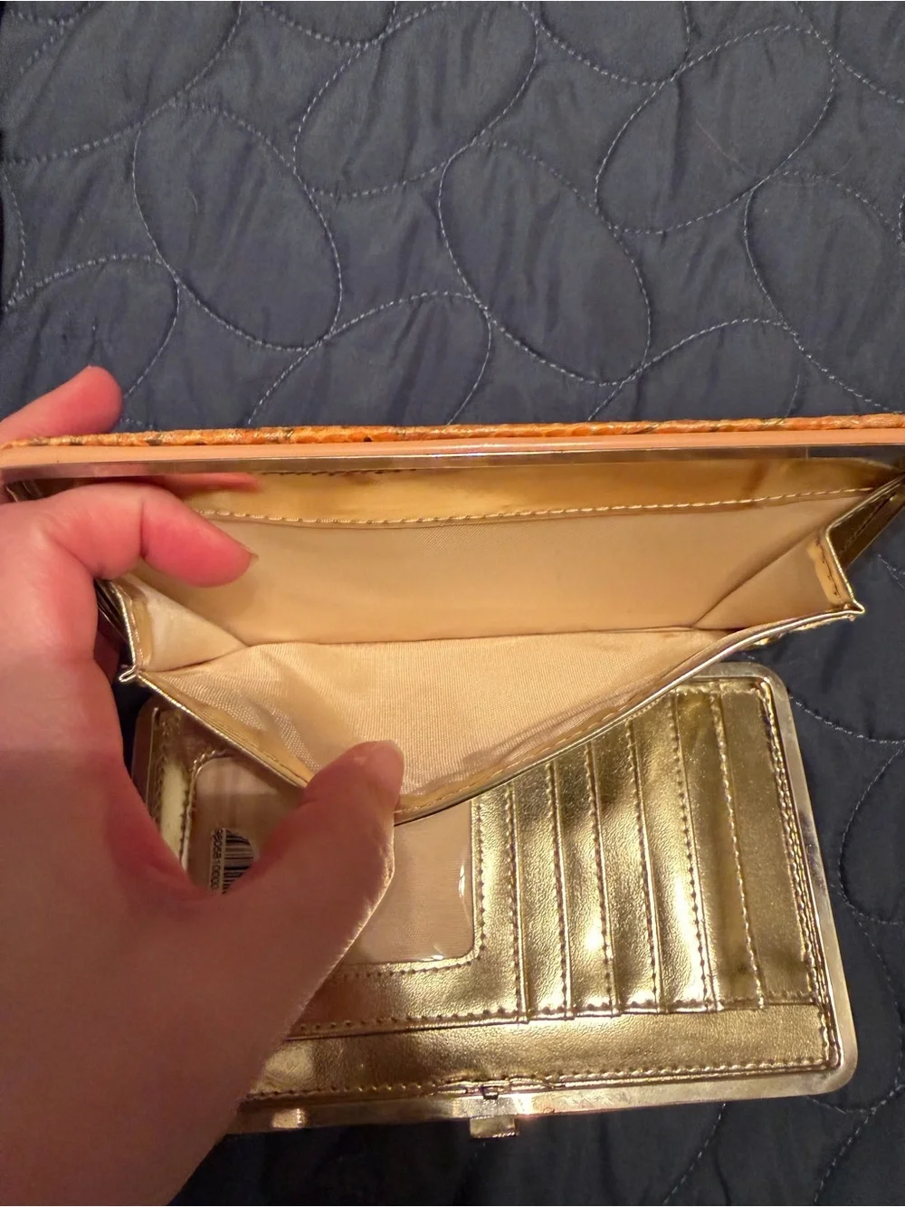 NWOT - Elegant Orange Paisley Embossed Clutch Wallet